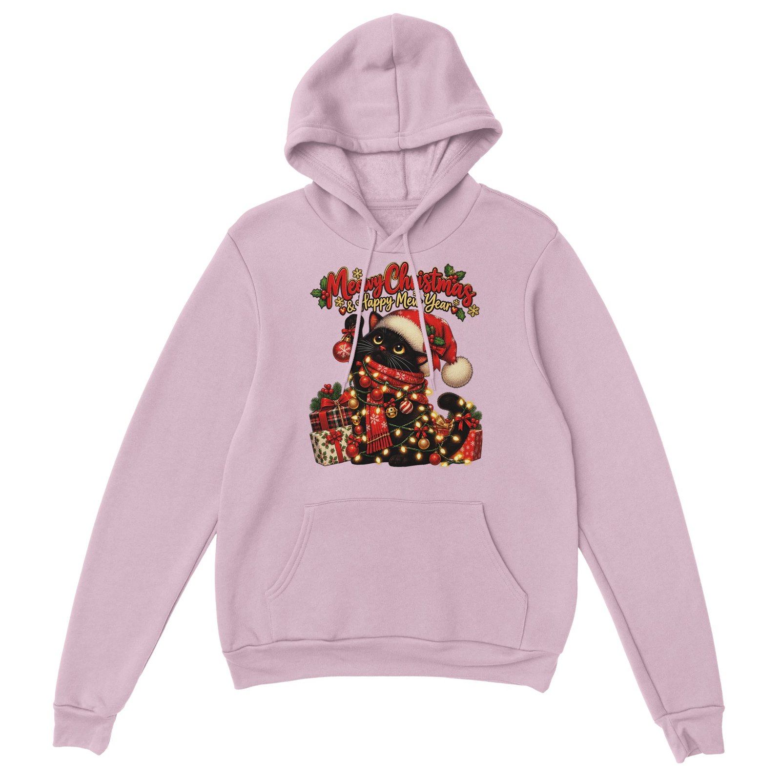 Christmas Cat Hoodie - Black Cat in Santa Hat with Lights 5 1fb5d4e9-be62-4174-bf8f-10174a169d19