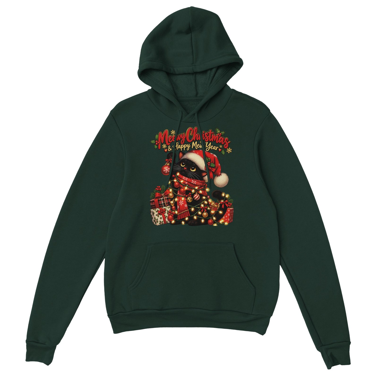 Christmas Cat Hoodie - Black Cat in Santa Hat with Lights 8 211c70bb-6abf-42df-a0a8-571c7c194c5a