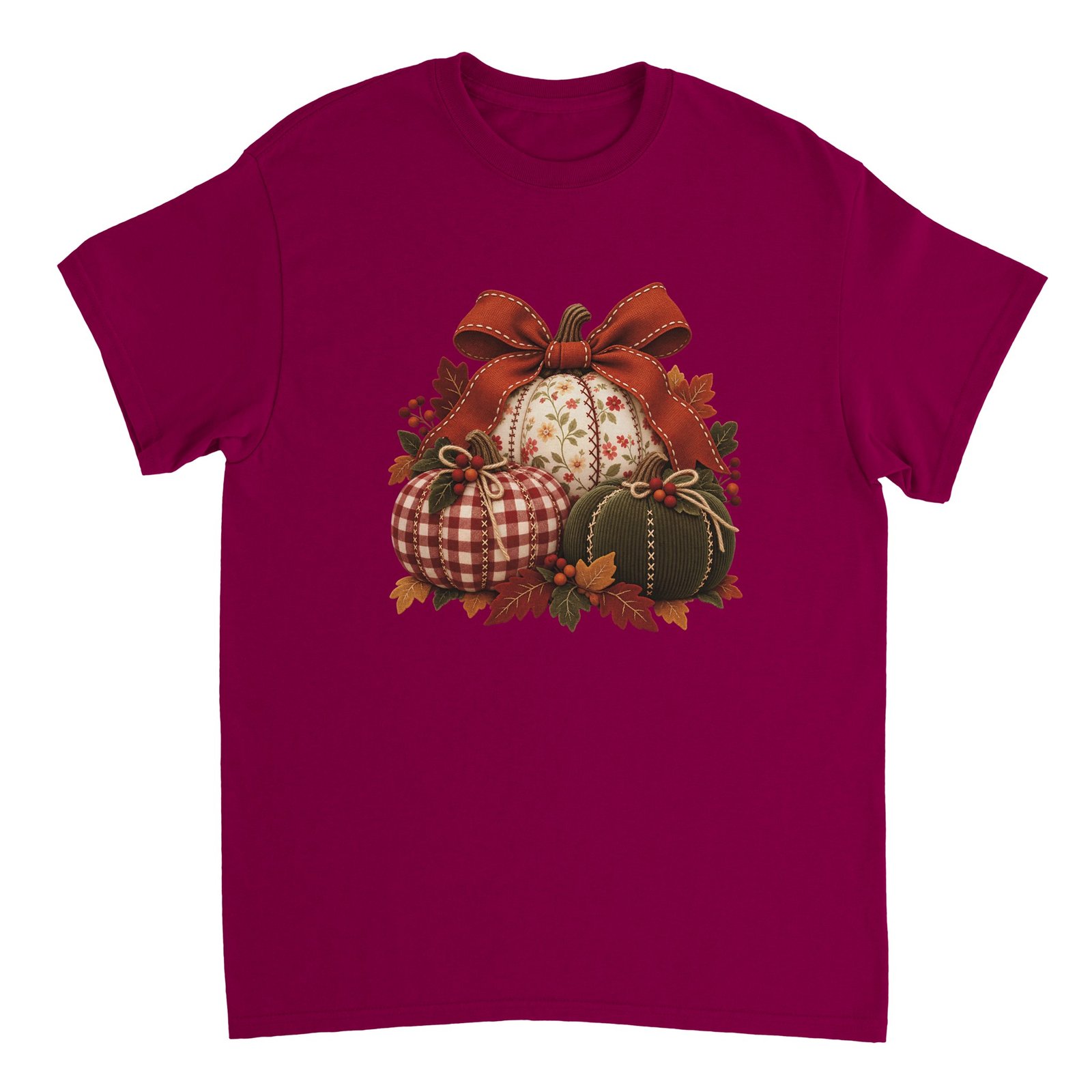 Patchwork Pumpkin Shirt – Cottagecore Fall Pumpkins with Gingham, Florals & Bow T-Shirt 12 274823cf-44c6-43d9-bbba-027a04bd95dd