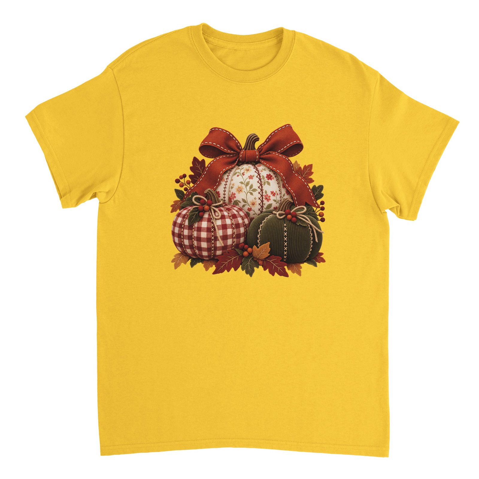 Patchwork Pumpkin Shirt – Cottagecore Fall Pumpkins with Gingham, Florals & Bow T-Shirt 4 2d611b45-f0fd-4a6f-8950-37aff76c85dd