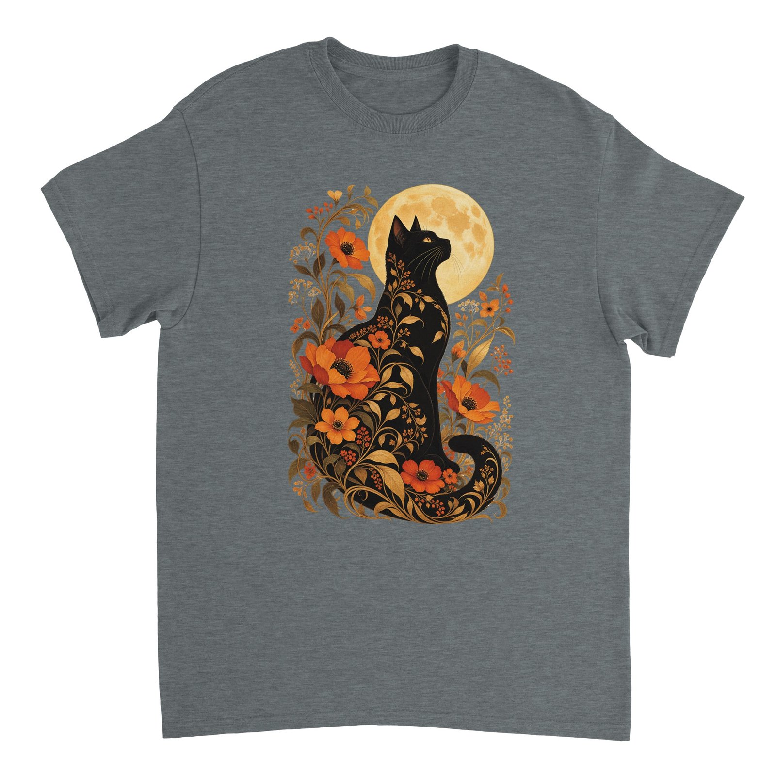Black Cat Full Moon Shirt – Gothic Floral Cat & Autumn Moon Halloween T-Shirt 12 302c1806-2616-4a12-832f-1a148b406f3d