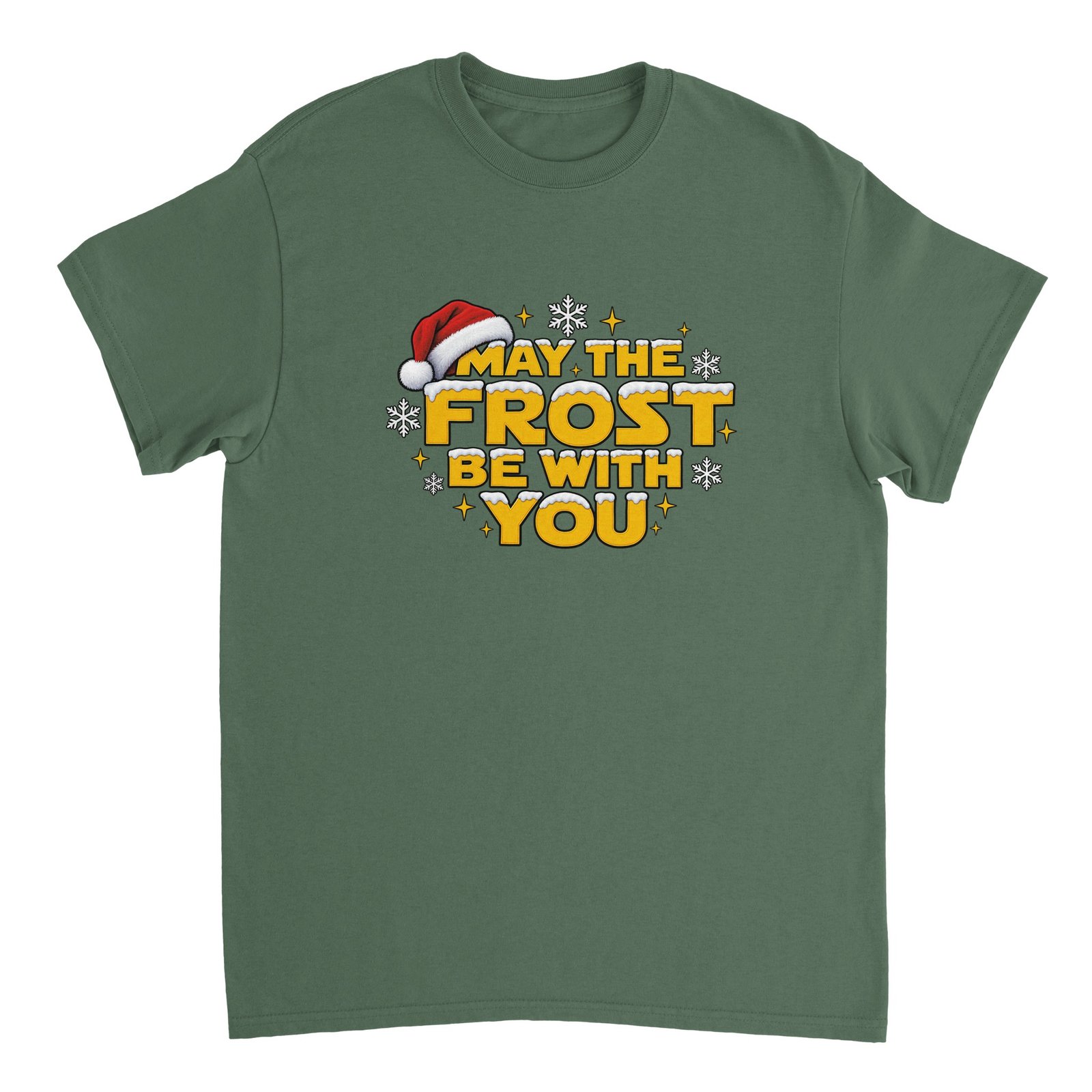 May the Frost Be With You Christmas Shirt - Snowy Gold Lettering Heavyweight Unisex Tee 6 31c8a879-bf28-477d-8858-2cdf4ea270e6