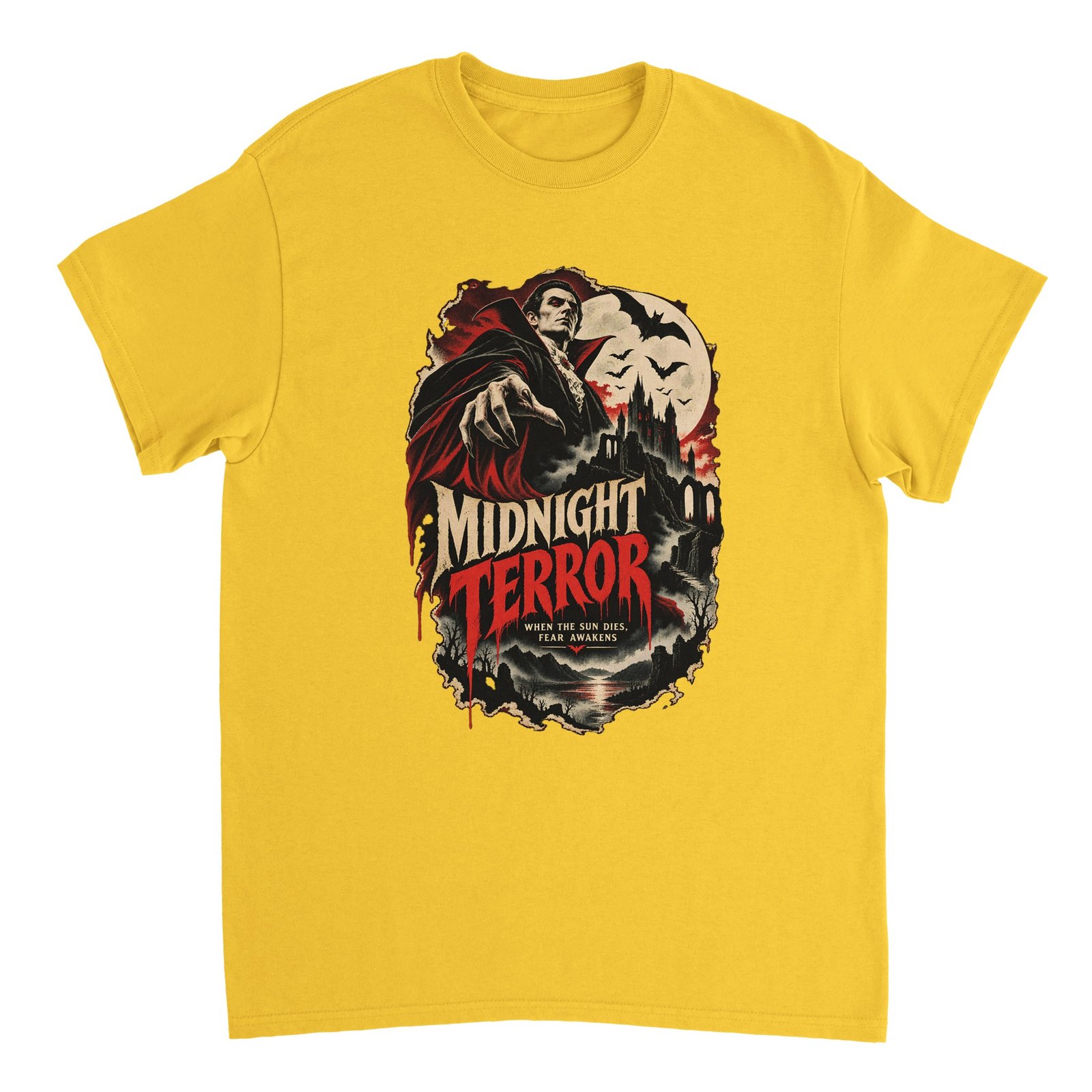 Midnight Terror Vampire Shirt - Vintage Horror Halloween Tee | Heavyweight Unisex 7 3c6d7c28-7ac9-4984-be62-874d8bd8dde1