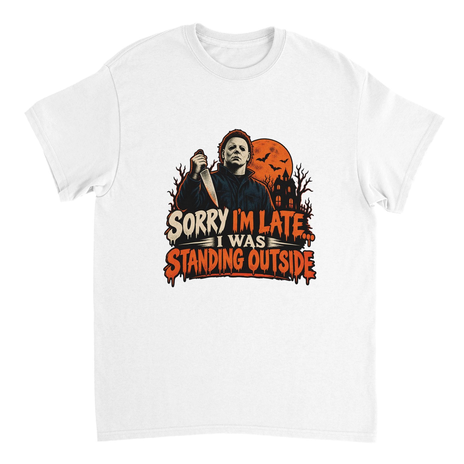 Funny Slasher Shirt - Sorry I'm Late I Was Standing Outside Halloween Tee | Heavyweight Unisex 5 3ef29dbb-4db3-434c-86d4-ae8eb32b2d0c