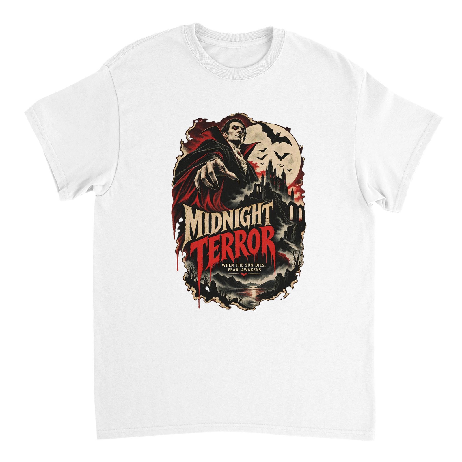 Midnight Terror Vampire Shirt - Vintage Horror Halloween Tee | Heavyweight Unisex 11 40019016-5b81-4ecf-b3df-94f19ba0d8e8