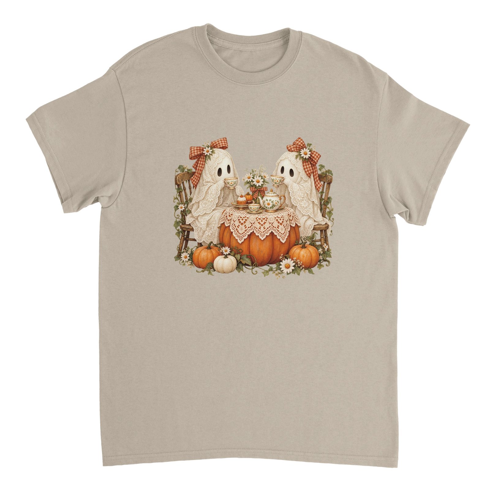 Pumpkin Ghost Tea Party Shirt – Cute Cottagecore Halloween Ghosts T-Shirt 4 51e1f0a3-a477-4452-974a-1b107ea7e37a