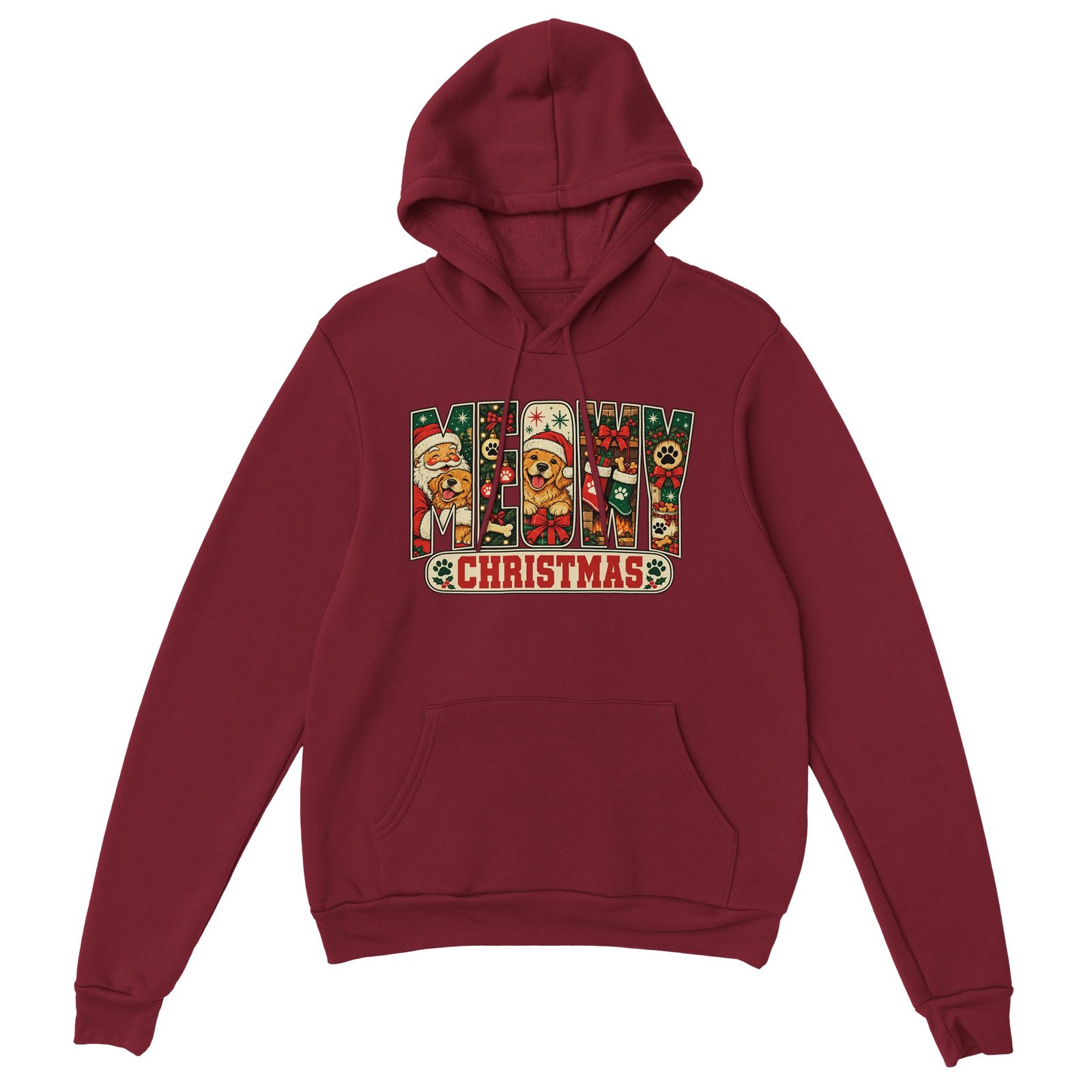 Meowy Christmas Hoodie - Santa and Golden Retriever Classic Unisex Pullover Hoodie 2 6bcb77e3-bb77-4692-9215-df0978a30510