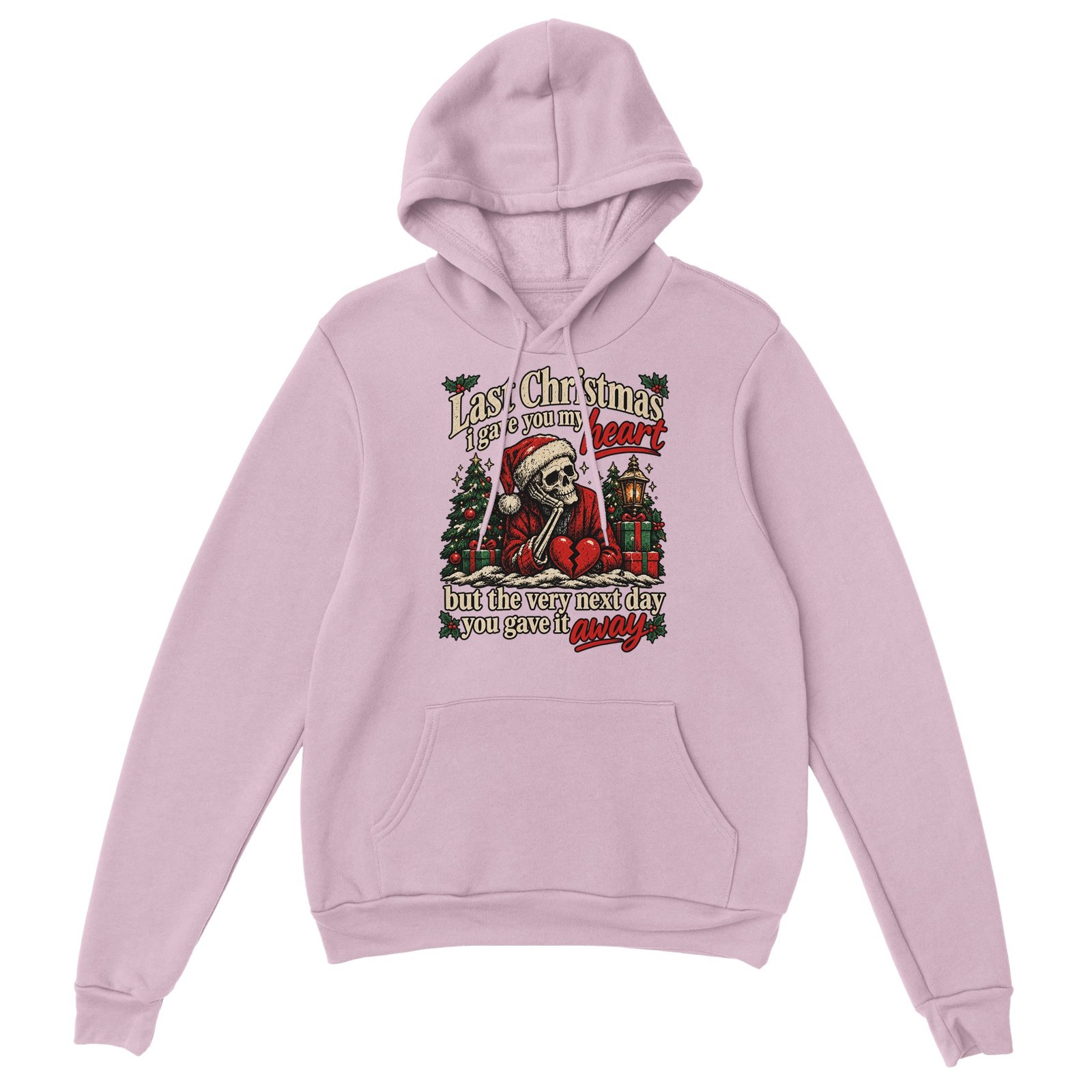 Skeleton Christmas Hoodie - Santa Hat Skeleton with Broken Heart 10 724dd8c1-9b55-404f-b74c-7db92a1e8ebc