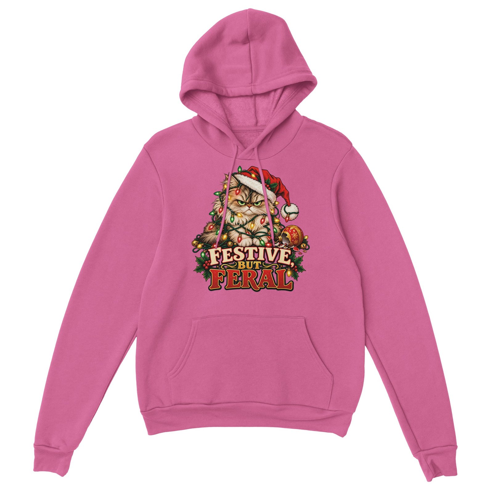 Festive But Feral Hoodie - Grumpy Cat Christmas Lights Unisex Pullover 10 7593c719-a6a2-4964-ba4c-9332d7e80a3c