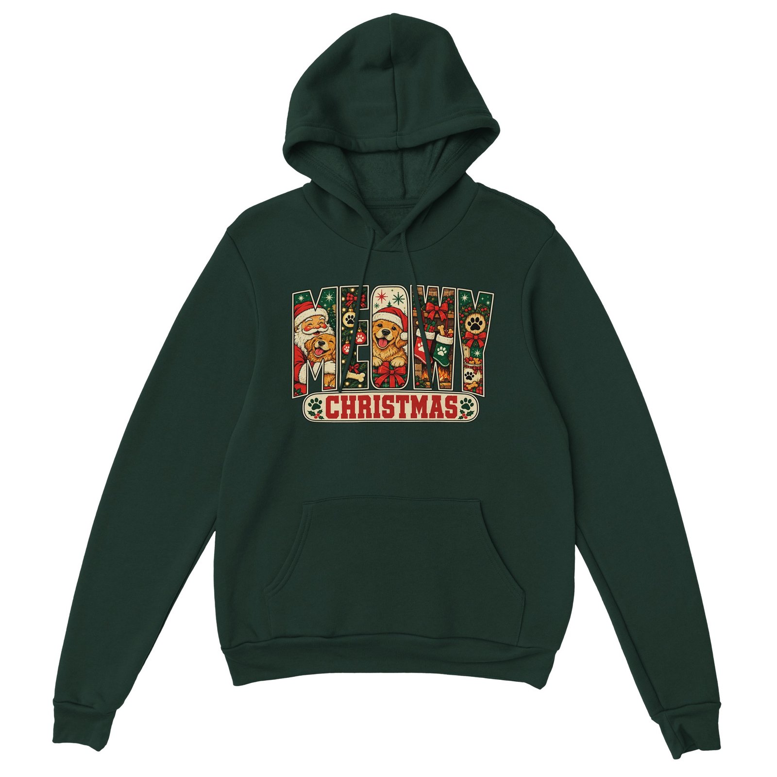 Meowy Christmas Hoodie - Santa and Golden Retriever Classic Unisex Pullover Hoodie 3 90190da8-b0cc-475f-a442-f075e0d99cc5