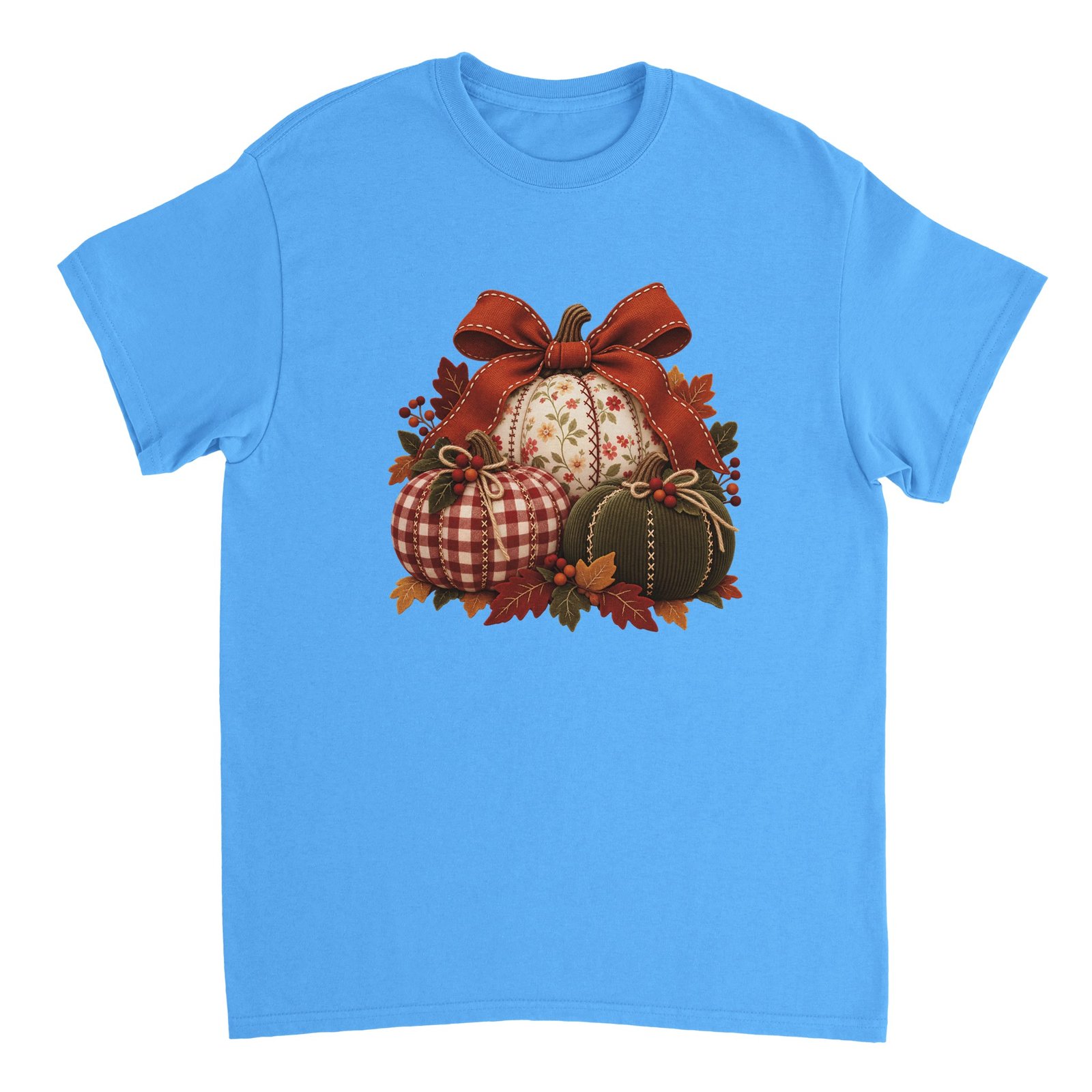 Patchwork Pumpkin Shirt – Cottagecore Fall Pumpkins with Gingham, Florals & Bow T-Shirt 11 99384b77-97f4-4f95-9b46-9c8b7e3c2ebf