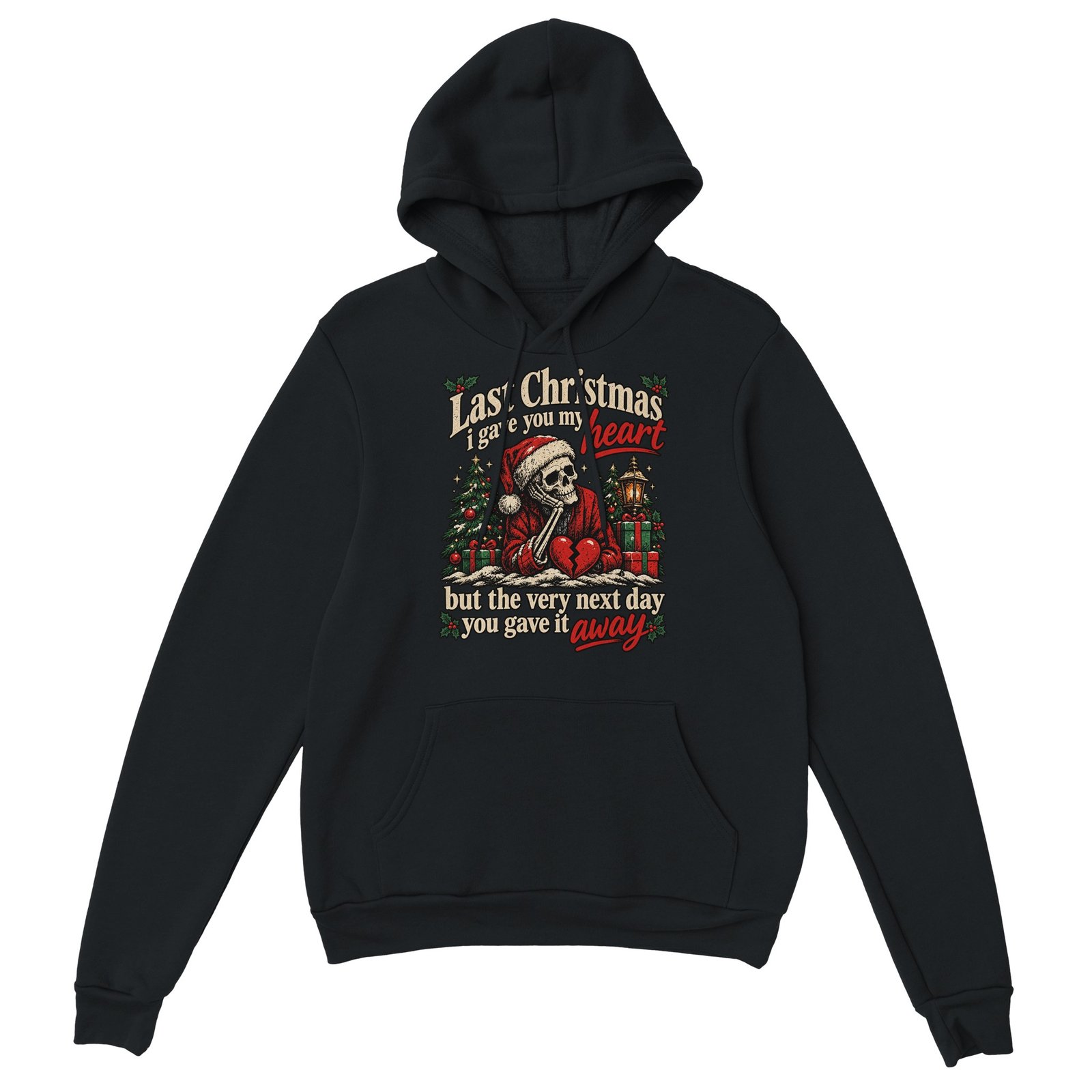 Skeleton Christmas Hoodie - Santa Hat Skeleton with Broken Heart 3 99ce11c6-bb52-4349-b0a2-d17c40061dac