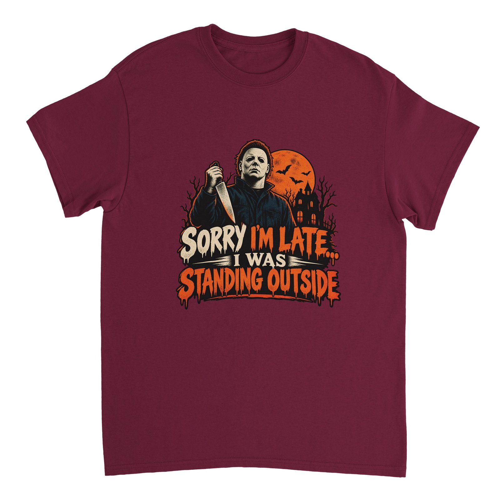 Funny Slasher Shirt - Sorry I'm Late I Was Standing Outside Halloween Tee | Heavyweight Unisex 13 99f99483-f9e0-4778-86d4-c87a9ae822bc