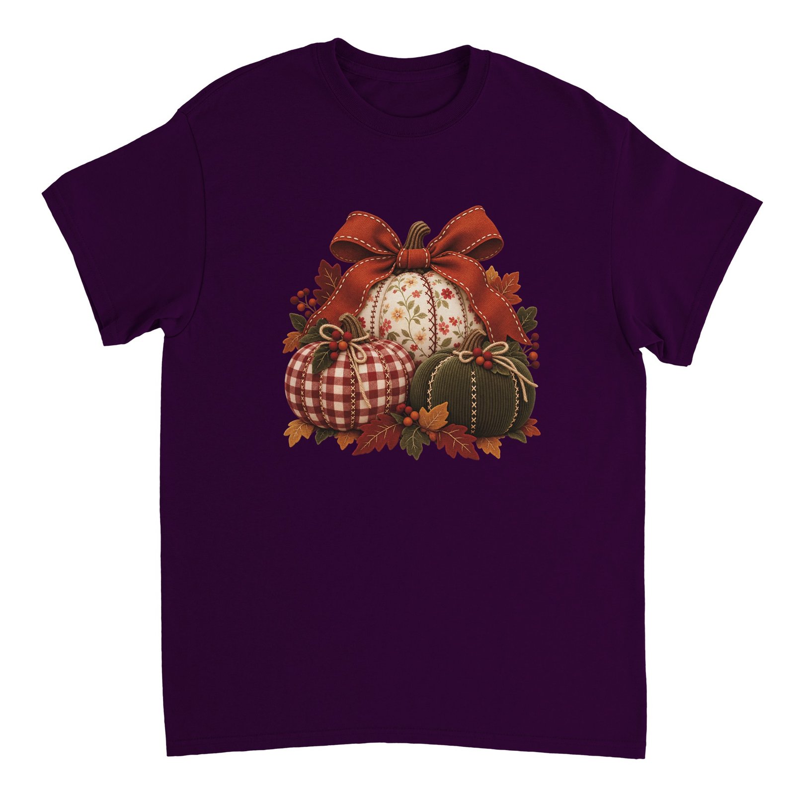 Patchwork Pumpkin Shirt – Cottagecore Fall Pumpkins with Gingham, Florals & Bow T-Shirt 16 9a33311d-ae1e-4677-9b7e-1e3fc7c9481c