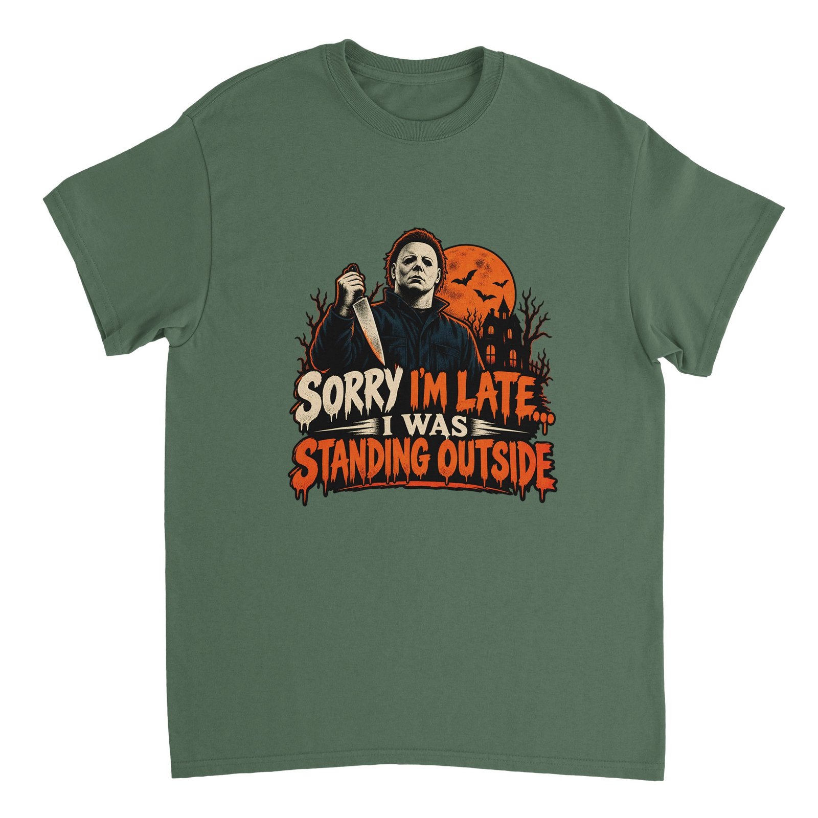 Funny Slasher Shirt - Sorry I'm Late I Was Standing Outside Halloween Tee | Heavyweight Unisex 4 9fad5397-e115-453f-b7a8-ee6712eb5082