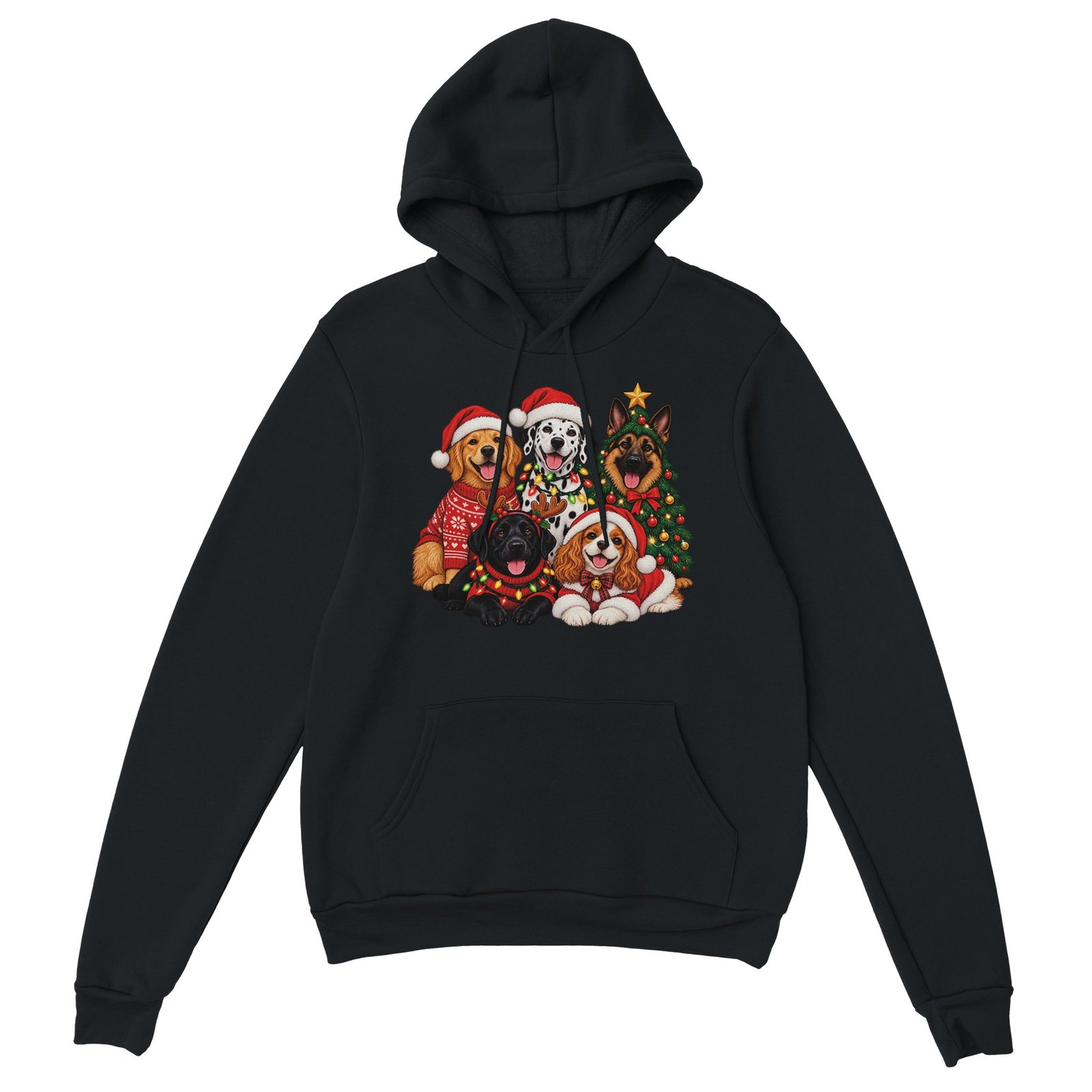 Christmas Dogs Hoodie - Five Festive Pups Classic Unisex Pullover Hoodie 6 b4590c99-e435-43bb-b8f2-ed7876fdd37e