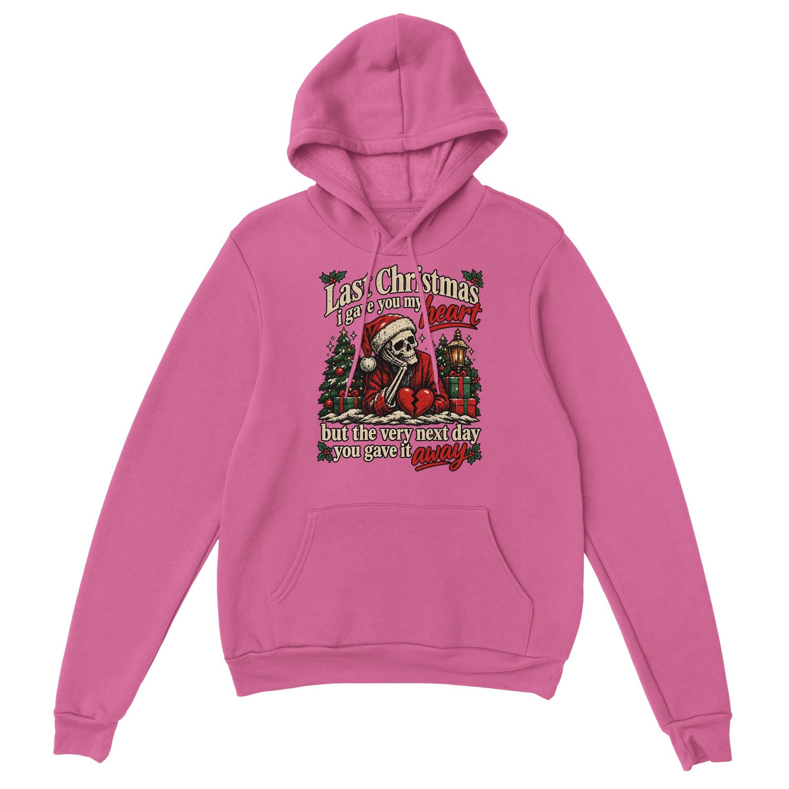 Skeleton Christmas Hoodie - Santa Hat Skeleton with Broken Heart 5 b82780b9-634a-436a-9c58-1245aa49c1ec
