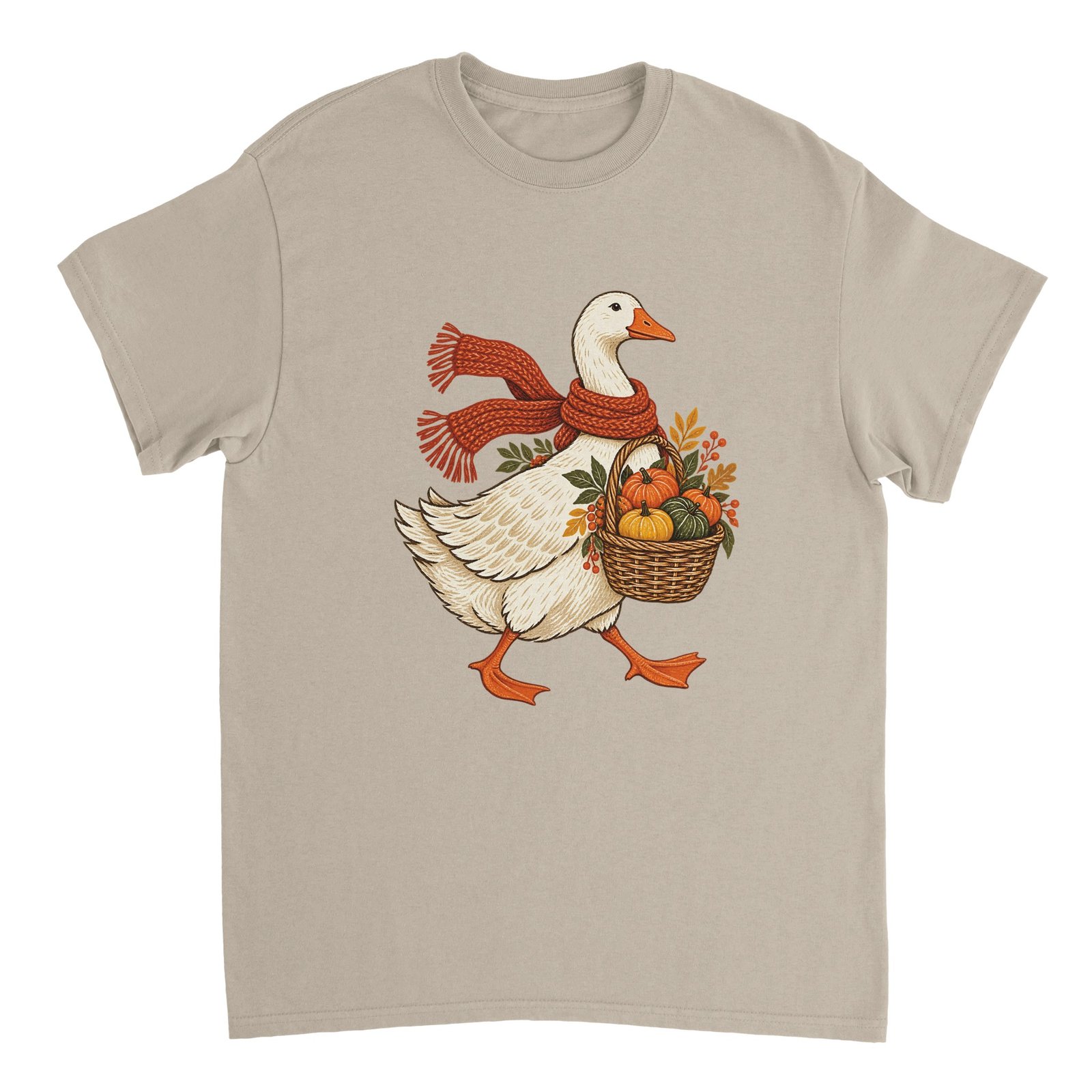 Autumn Goose Pumpkin Shirt – Cute Fall Harvest Goose with Scarf Graphic T-Shirt 4 b9100d21-fa7d-4e53-b0dc-56e37fdc888c