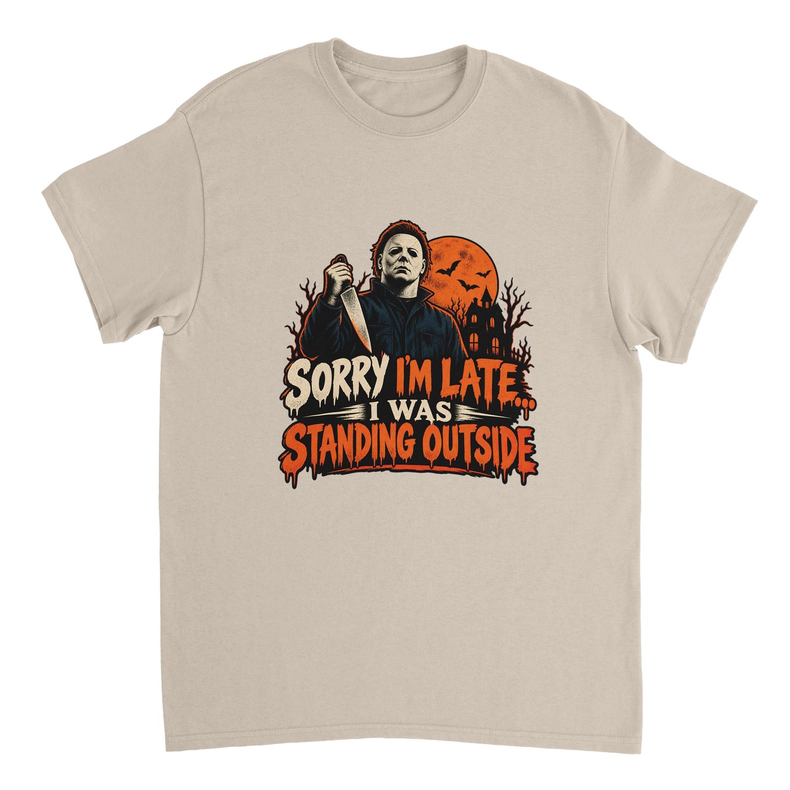 Funny Slasher Shirt - Sorry I'm Late I Was Standing Outside Halloween Tee | Heavyweight Unisex 14 bafbf553-f56e-47b7-aee8-0ac0705e3d75