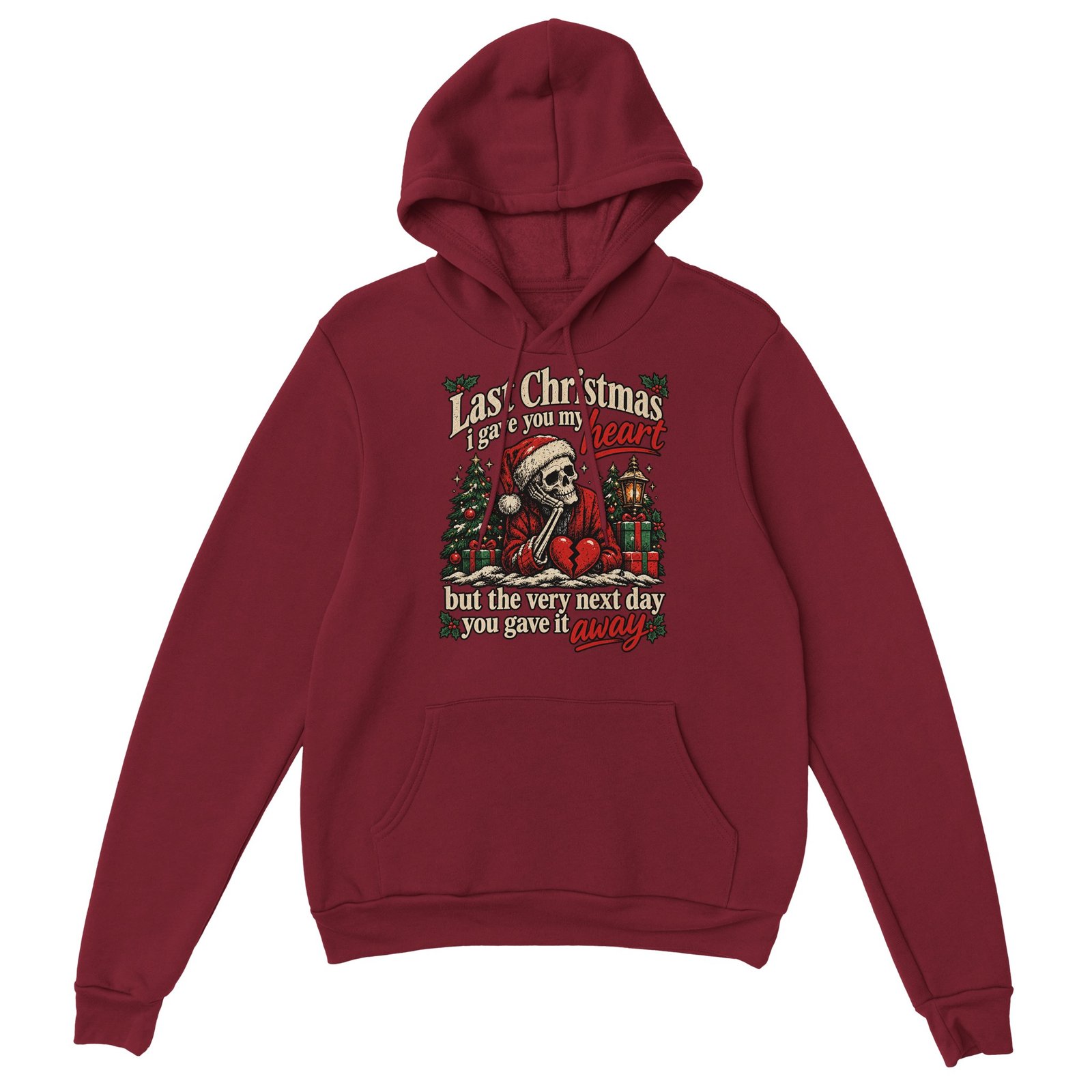 Skeleton Christmas Hoodie - Santa Hat Skeleton with Broken Heart 11 c1d55326-9b74-41c3-941c-773b868bbdc6
