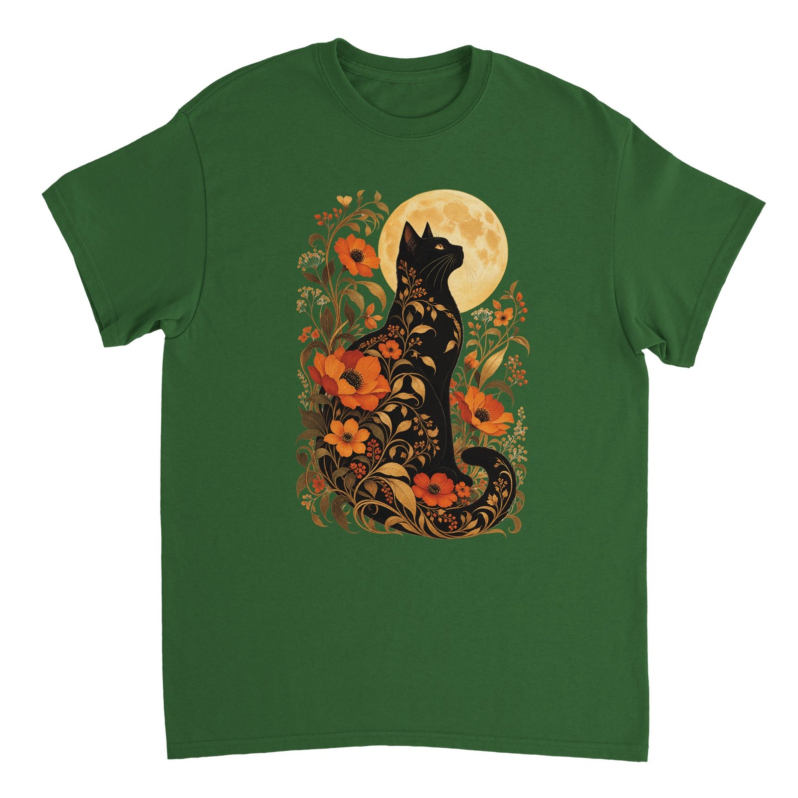 Black Cat Full Moon Shirt – Gothic Floral Cat & Autumn Moon Halloween T-Shirt 15 c539a793-d4f3-4db0-8d89-b1d0245405e5