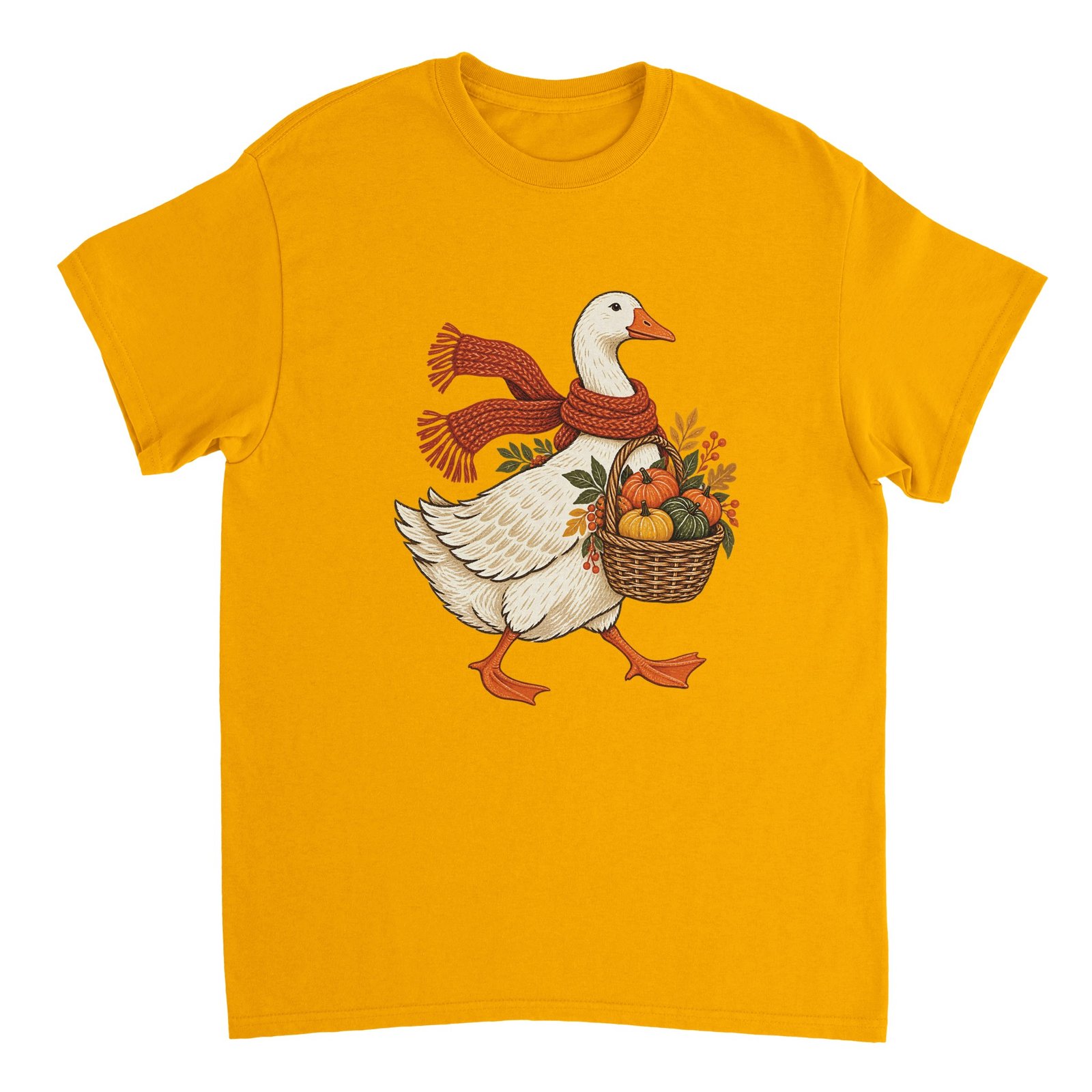 Autumn Goose Pumpkin Shirt – Cute Fall Harvest Goose with Scarf Graphic T-Shirt 12 c8fb0d04-7343-4481-ac20-6da9a7d55bf1