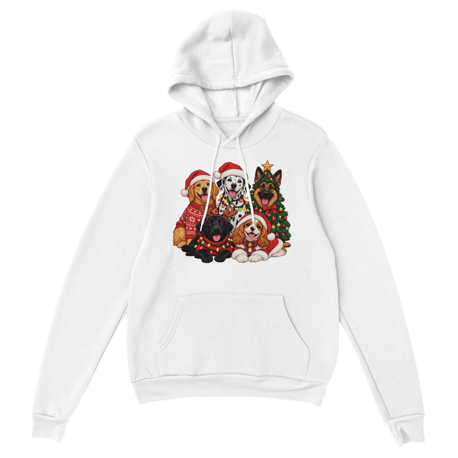 Christmas Dogs Hoodie - Five Festive Pups Classic Unisex Pullover Hoodie 3 c9a86afe-240c-42b4-9c16-5707a5bc6b06