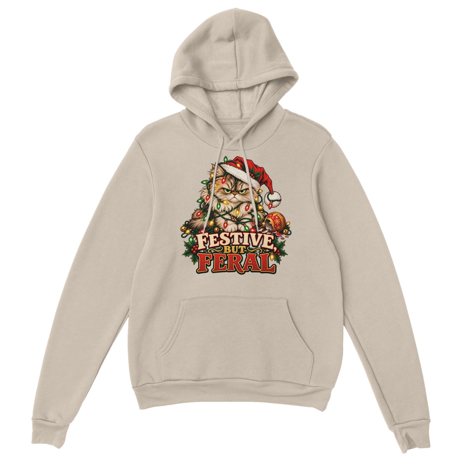Festive But Feral Hoodie - Grumpy Cat Christmas Lights Unisex Pullover 6 cfbfa8b2-5a5a-4374-839c-68fd948e4d80