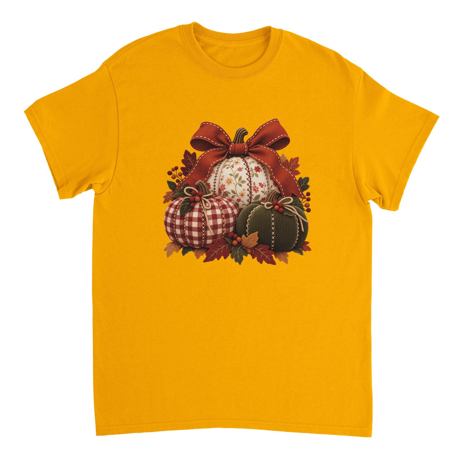 Patchwork Pumpkin Shirt – Cottagecore Fall Pumpkins with Gingham, Florals & Bow T-Shirt 6 d4da3974-cd30-4198-a9c7-ecbd74daf842