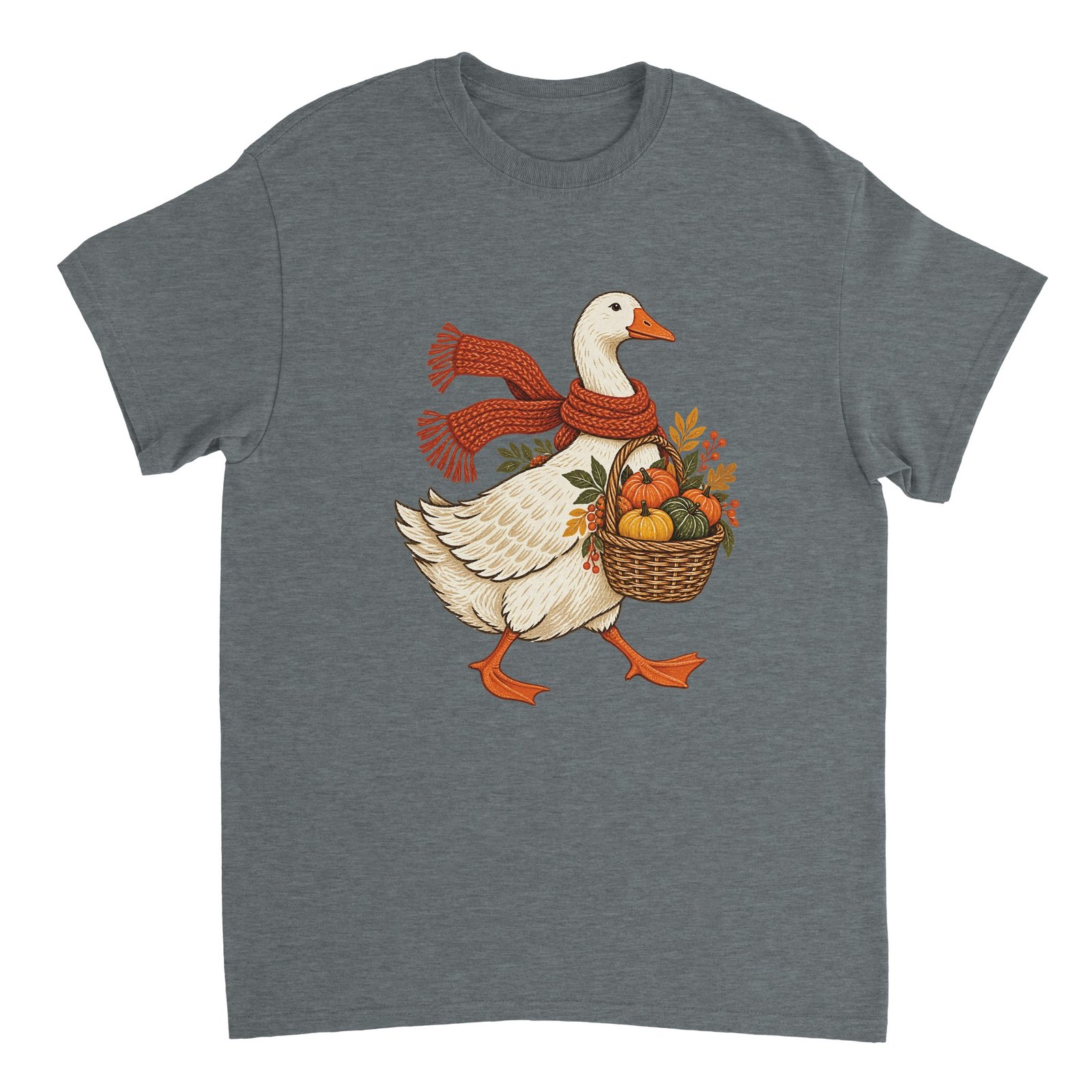 Autumn Goose Pumpkin Shirt – Cute Fall Harvest Goose with Scarf Graphic T-Shirt 2 e6bb41c8-0489-4c4e-af2d-d2110807e909