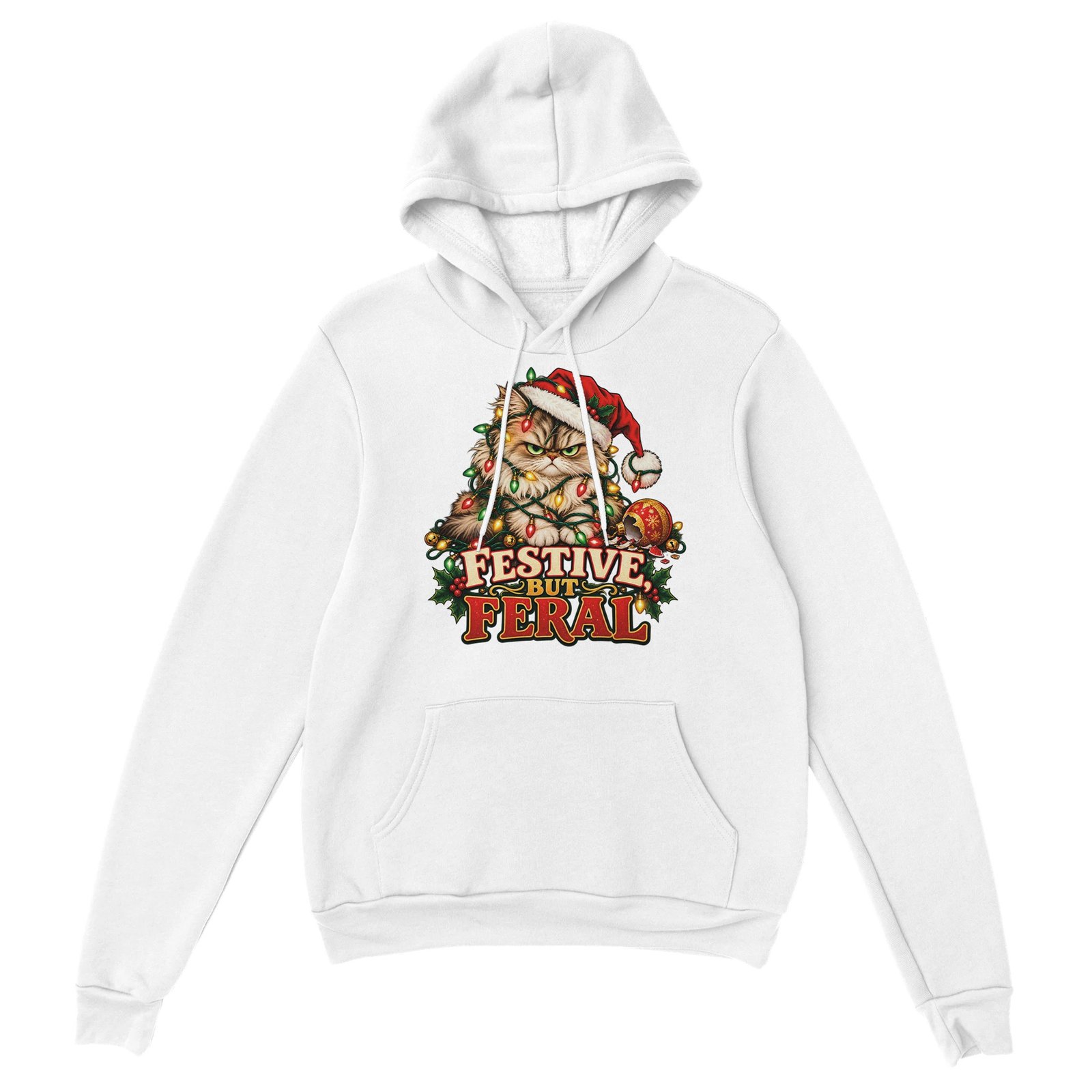 Festive But Feral Hoodie - Grumpy Cat Christmas Lights Unisex Pullover 12 ee3fad10-9d62-4e7d-b96a-100d16a6402a