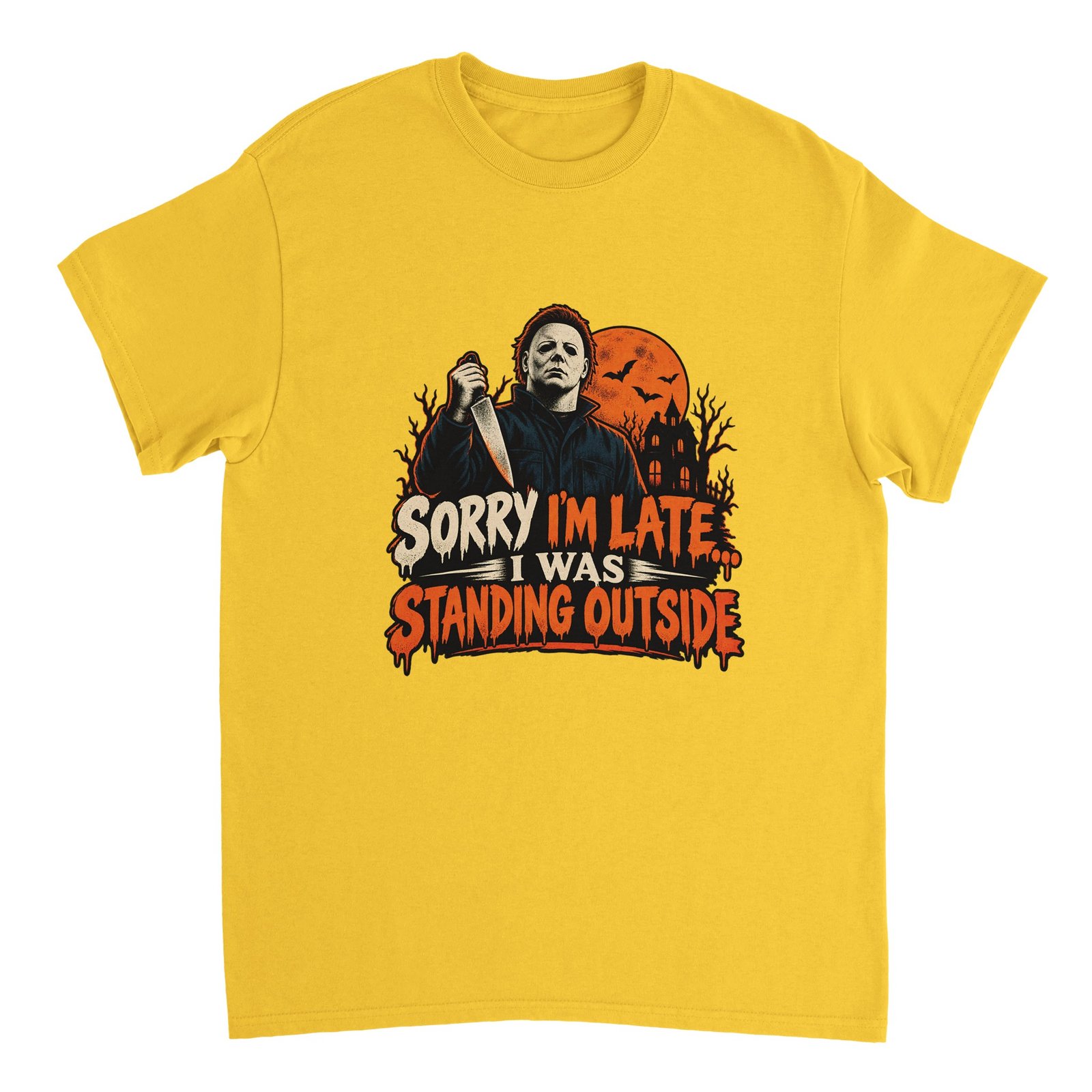 Funny Slasher Shirt - Sorry I'm Late I Was Standing Outside Halloween Tee | Heavyweight Unisex 2 f130aa64-1bb1-4d28-9c53-8ef9ee95d858