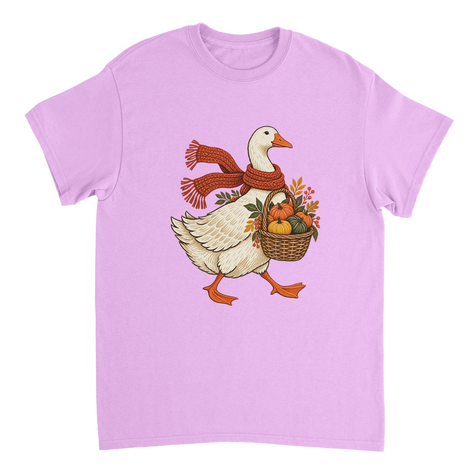 Autumn Goose Pumpkin Shirt – Cute Fall Harvest Goose with Scarf Graphic T-Shirt 10 f966ef0e-366f-4d12-85d0-fbb34895a461